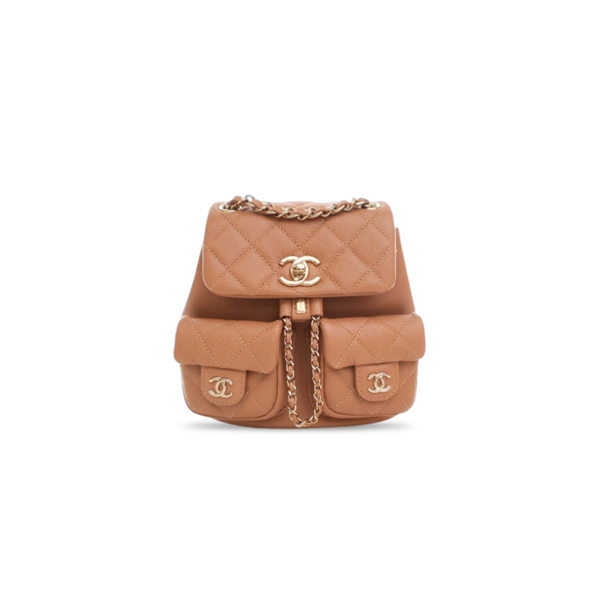 CHANEL MASTER DUMA BACKPACK SMALL BEIGE CAVIAR AS3787 (17.5*16.5*10cm)